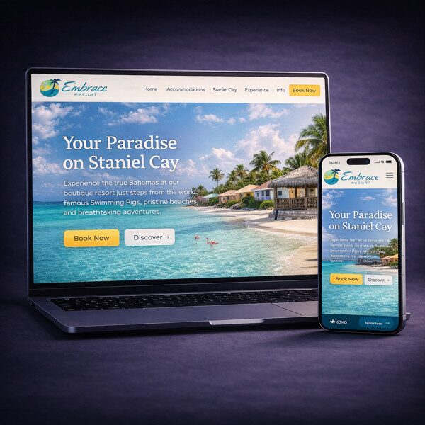 Embrace Resort — сайт на компьютере и телефоне